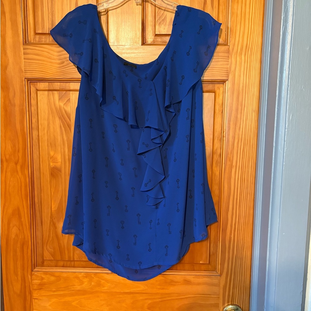 Elegant Blue Ruffle Top